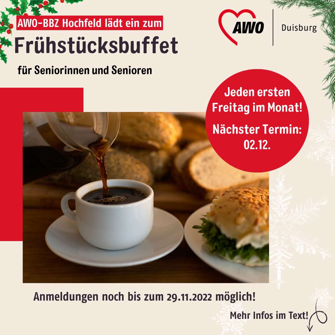 Jetzt noch anmelden fürs Frühstücksbuffet im BBZ in Hochfeld am 02.12.2022!