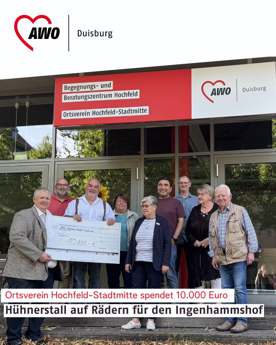 OV Hochfeld-Stadtmitte spendet 10.000 €: Hühnerstall auf Rädern für den AWO-Ingenhammshof